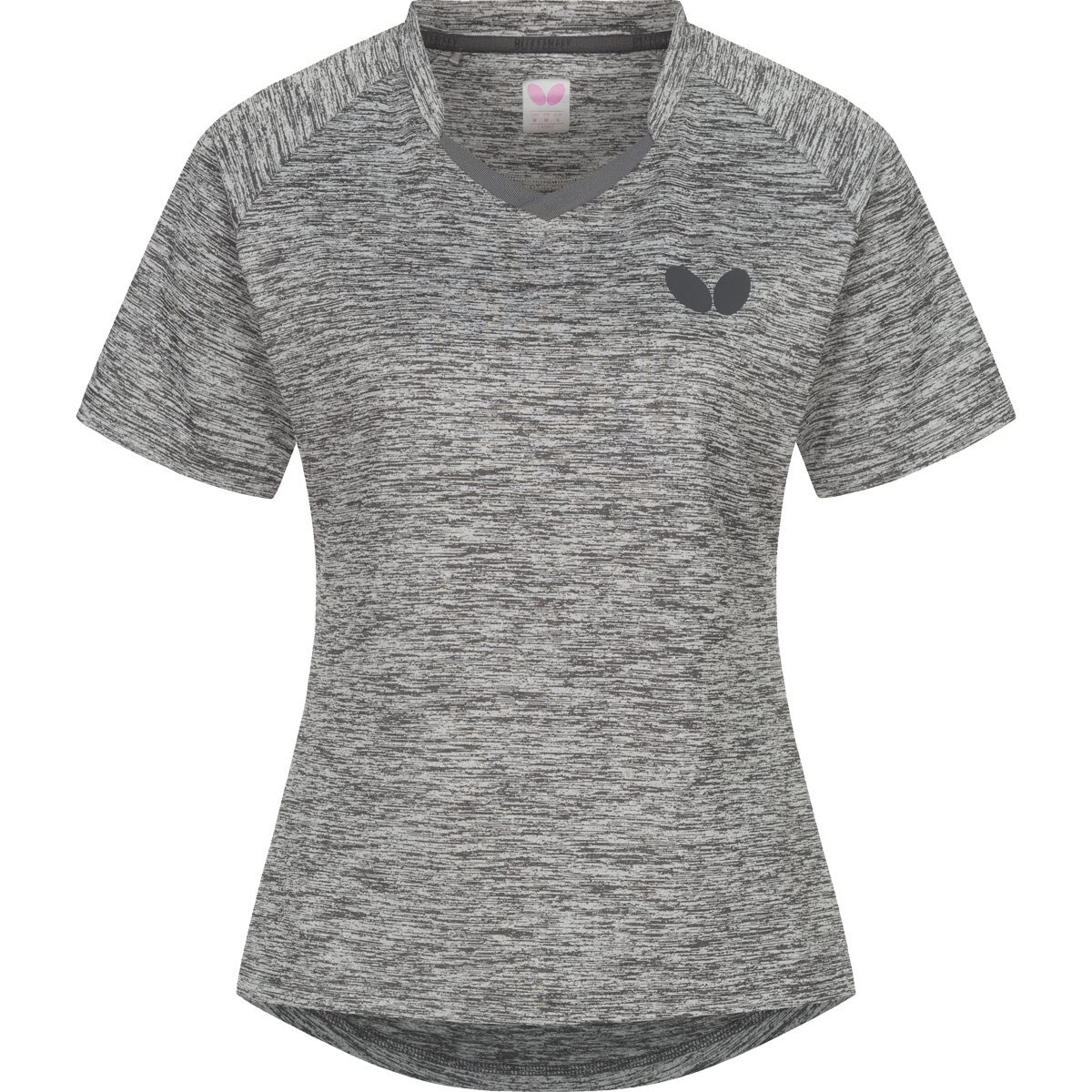 Butterfly Izumo Lady Shirt: Grey Shirt Front View